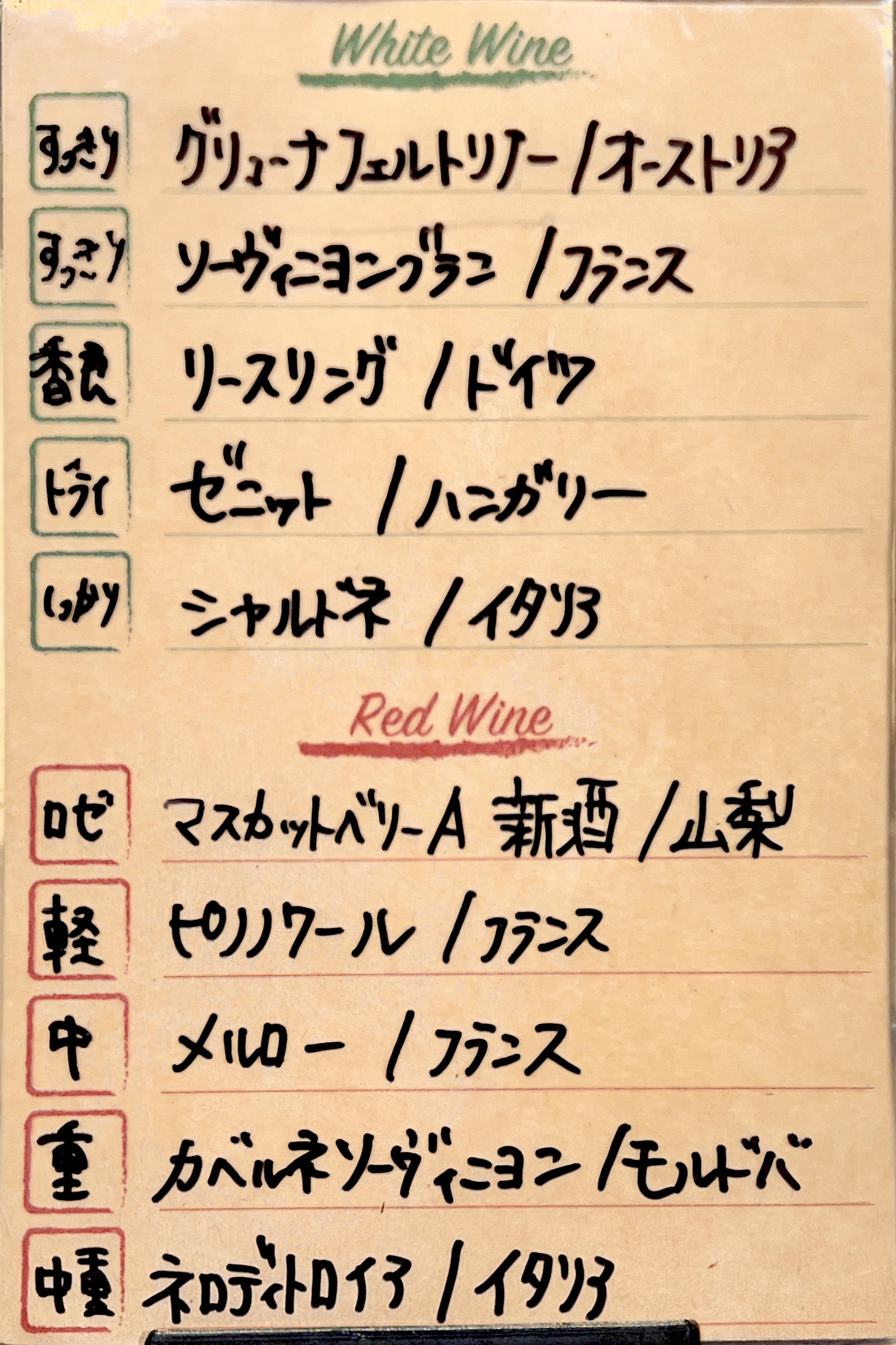 本日のグラスワイン